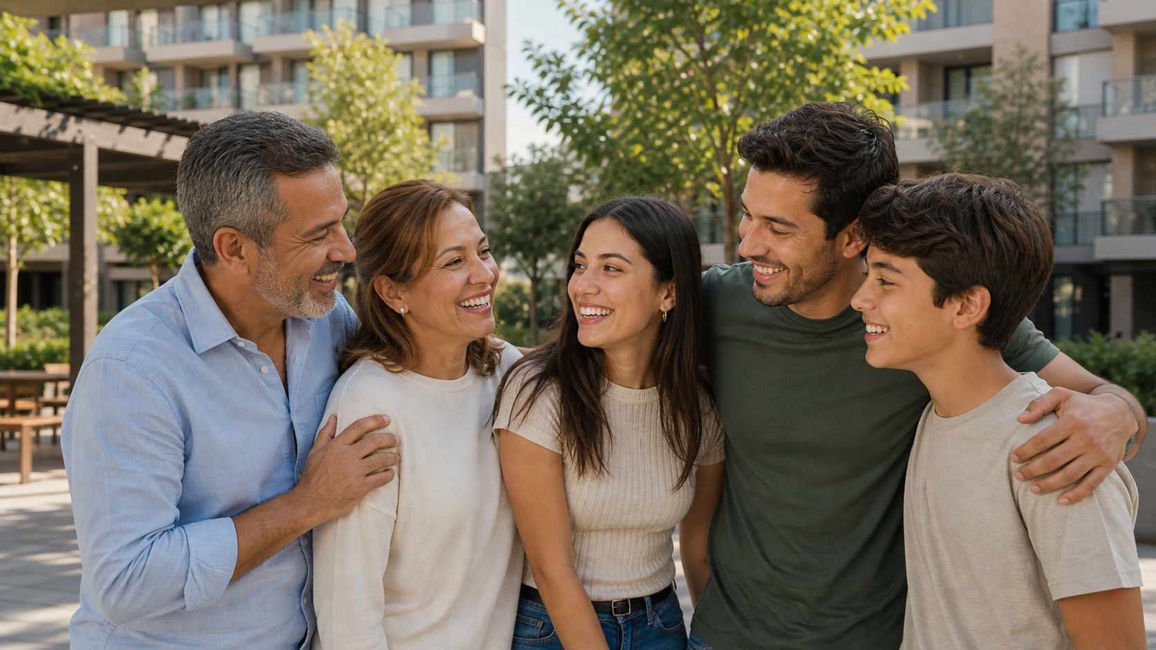 Familia y vecinos celebrando el Día de la Familia en Altos del Lago