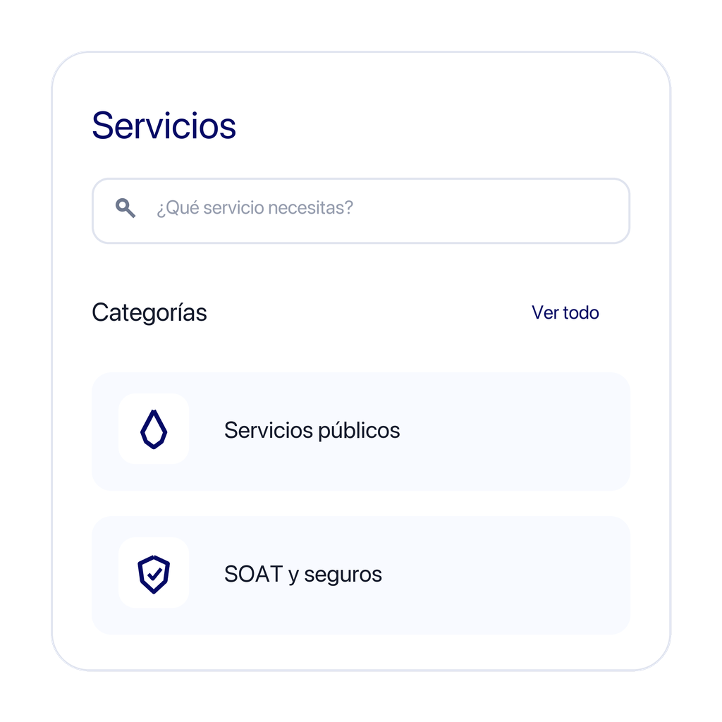 Categorías de servicios dentro de Liveen